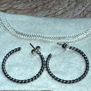 James Avery Retired Silver Twisted Hoop Earrings
